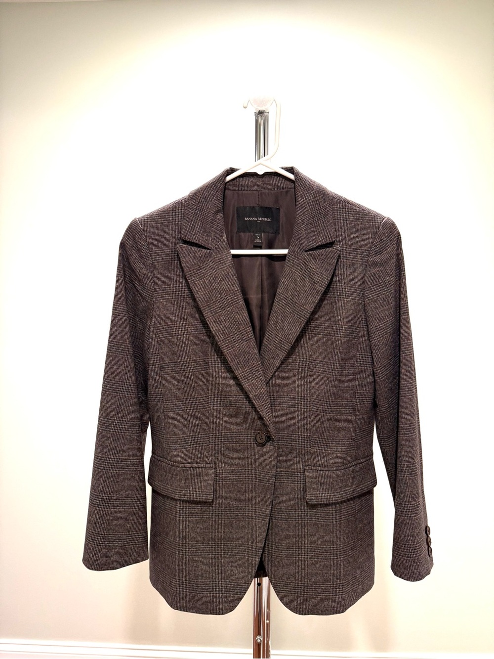 Banana Republic Brown Glen Plaid Blazer 0P Petite